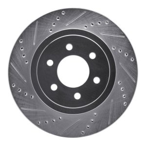 Dodge Dakota Brake Rotor (1) - Front Left - R1 Concepts - Drilled & Slotted - Silver - `03-`04